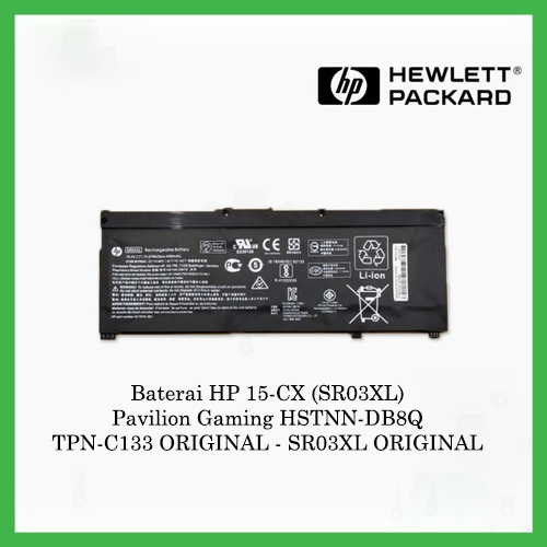 Baterai HP 15-CX (SR03XL) Pavilion Gaming HSTNN-DB8Q TPN-C133 ORIGINAL - SR03XL ORIGINAL